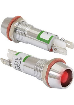 RUICHI L-615-R 220v (8mm), Индикатор светодиодный в корпусе RUICHI L-615-R, 220 В, 8 мм, красный индикаторы в корпусе