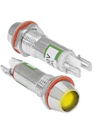 RUICHI L-615-Y 220v (8mm), Индикатор светодиодный в корпусе RUICHI L-615-Y, 220 В, 8 мм, желтый индикаторы в корпусе