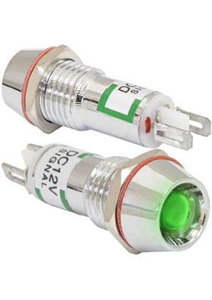 RUICHI L-616-G 12v (10mm), Индикатор светодиодный в корпусе RUICHI L-616-G, 12 В, 10 мм, зеленый индикаторы в корпусе