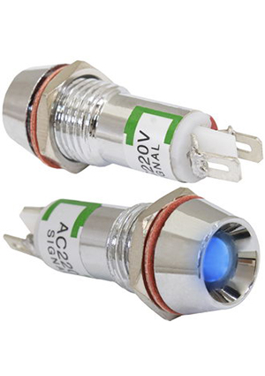 RUICHI L-616-B 220v (10mm), Индикатор светодиодный в корпусе RUICHI L-616-B, 220 В, 10 мм, синий индикаторы в корпусе