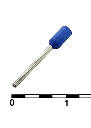 RUICHI DN00208 blue (0.75x8mm), Наконечник на кабель RUICHI DN00208, синий, 0.75x8 мм, 0.25 мм2 наконечники втулочные
