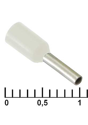 RUICHI DN00706 white (1.2x6mm), Наконечник на кабель RUICHI DN00706, белый, 1.2x6 мм наконечники втулочные