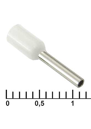 RUICHI DN00708 white (1.2x8mm), Наконечник втулочный изолированный RUICHI DN00708, 1.2x8 мм, 0.75 мм2, белы наконечники втулочные