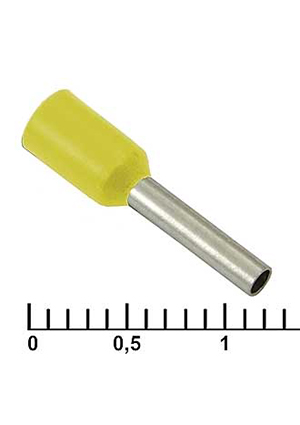 RUICHI DN01008 yellow (1.4x8mm), Наконечник на кабель втулочный (трубчатый) изолированный RUICHI DN01008, 1 наконечники втулочные