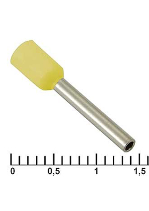 RUICHI DN01012 yellow (1.4x12mm), Наконечник на кабель RUICHI DN01012, жёлтая, 1.4x12 мм, 1.0 мм2 наконечники втулочные