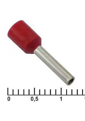 RUICHI DN01510 red (1.7x10mm), Наконечник втулочный изолированный RUICHI DN01510, 1.7x10 мм, 1.5 мм2, красн наконечники втулочные