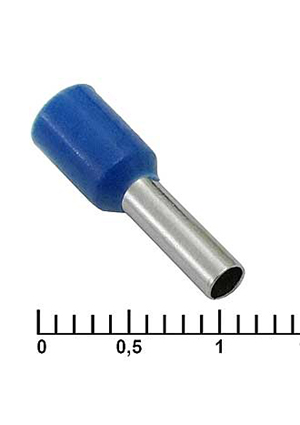 RUICHI DN02508 blue (2.2x8mm), Наконечник на кабель RUICHI DN02508, синий, 2.2x8 мм, 2.5 мм2 наконечники втулочные