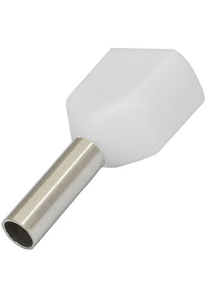 RUICHI DTE01508 white (1.7x8mm), Наконечник штыревой втулочный изолированный двойной RUICHI DTE01508, 1.7x8 наконечники втулочные