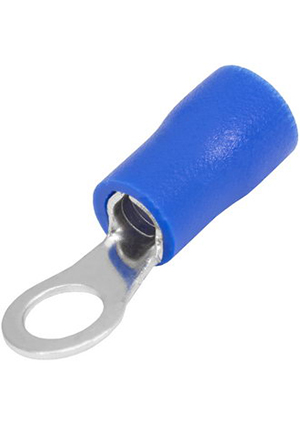 RUICHI RVS2-4 blue, Наконечник кольцевой изолированный RUICHI RVS2-4, 27 А, 16-14 AWG, синий, латунь лужена клеммы ножевые быстрого соединения