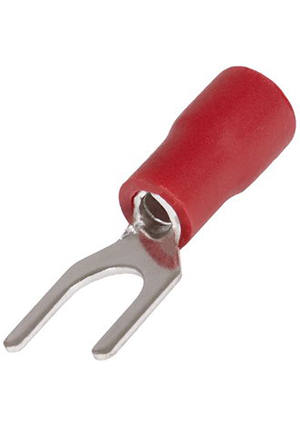 RUICHI SVS1.25-5 red, Наконечник кабельный вилочный изолированный RUICHI SVS1.25-5, 19 А, 16-14 AWG, красны клеммы ножевые быстрого соединения