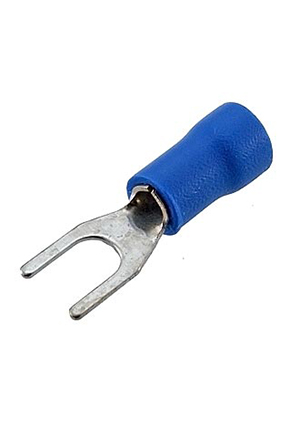 RUICHI SVM2-4, Наконечник кабельный вилочный изолированный RUICHI SVM2-4, 27 А, 16-14 AWG, синий, латунь лу клеммы ножевые быстрого соединения