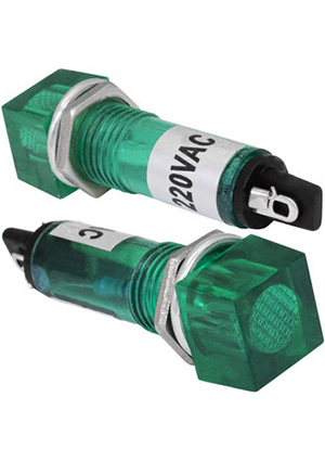 RUICHI N-802-G 220V, Лампочка неоновая в корпусе RUICHI N-802-G, 220 В, зелёная лампы неоновые