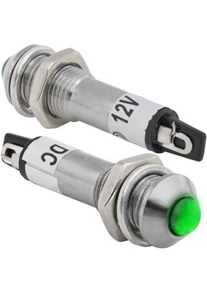 RUICHI L-706-G 12V, Индикатор светодиодный в корпусе RUICHI L-706-G, 12 В, 8 мм, зелёный индикаторы в корпусе