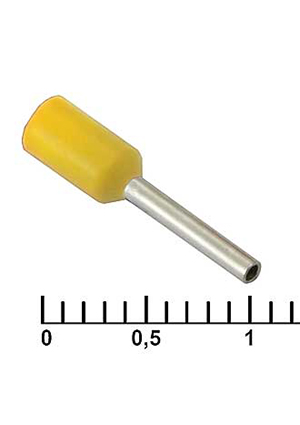 RUICHI DN00508 yellow (1x8mm), Наконечник на кабель RUICHI DN00508, жёлтая, 1x8 мм, 0.5 мм2 наконечники втулочные