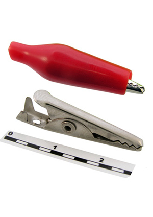 RUICHI 8-0025 red, Зажим-крокодил RUICHI 8-0025 под пайку/обжим, 6 мм, 3 А, красный зажимы крокодил