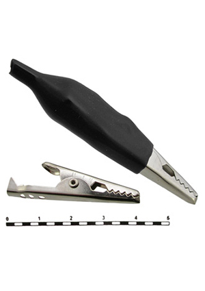 RUICHI 8-0027 black, Зажим-крокодил RUICHI 8-0027 под пайку/обжим, 11 мм, 10 А, черный зажимы крокодил