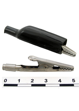 RUICHI 8-0031 black, Зажим-крокодил RUICHI 8-0031 с резьбовым гнездом 8-12 UNC, 10 мм, 5 А, черный зажимы крокодил