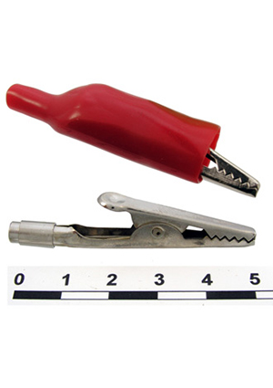 RUICHI 8-0031 red, Зажим-крокодил RUICHI 8-0031 с резьбовым гнездом 8-12 UNC, 10 мм, 5 А, красный зажимы крокодил