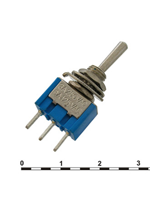 RUICHI MTS-103-A2 on-off-on, Микротумблер RUICHI MTS-103-A2, ON-OFF-ON, SPDT, 3 А, 250 В, 20 мОм, установоч тумблеры