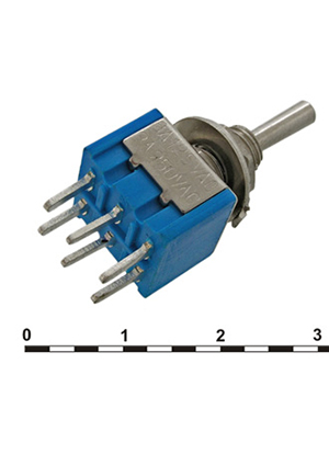 RUICHI MTS-202-A2 on-on, Микротумблер RUICHI MTS-202-A2, ON-ON, DPDT, 3 А, 250 В, 20 мОм, установочное отве тумблеры