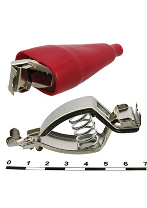RUICHI 8-0049 red, Зажим-крокодил RUICHI 8-0049, 72,2 мм, 30 А, под винт, красный зажимы крокодил