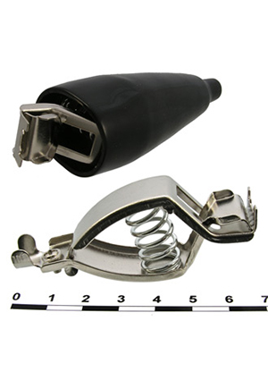 RUICHI 8-0049 black, Зажим-крокодил RUICHI 8-0049, 72,2 мм, 30 А, под винт, черный зажимы крокодил