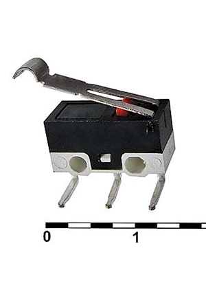 RUICHI DM1-02D-30G-G, Микропереключатель с рычагом RUICHI DM1-02D-30G-G, ON-(ON) SPDT, 2 А, 125 В микропереключатели