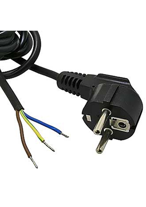 RUICHI SCZ Угл. б/роз. 3м. 3х0.75, Шнур сетевой с угловой вилкой CEE7/7 неоконцованный RUICHI SCZ, 3 м, 3х0 кабель сетевой