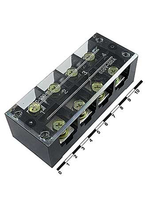 RUICHI TB-10004, Клеммная колодка винтовая с крышкой RUICHI TB-10004, 8 контактов, 100 А, 600 В, 0,5 10 мм2 клеммные колодки, блоки зажимов