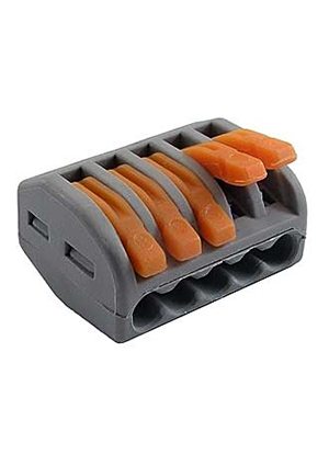 RUICHI Клеммник (222-415), Клемма зажимная соединительная безвинтовая RUICHI 222-415, 5-ти контактная, 32 А клеммные зажимы