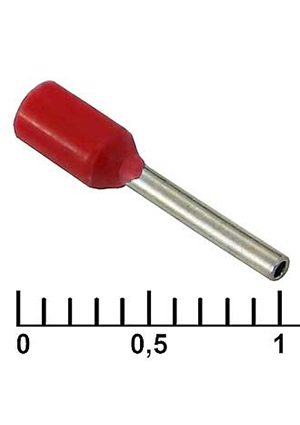 RUICHI DN00308 red (0.8x8mm), Наконечник на кабель RUICHI DN00308, красный, 0.8x8 мм, 0.34 мм2 наконечники втулочные