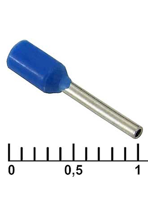 RUICHI DN00308 blue (0.8x8mm), Наконечник на кабель RUICHI DN00308, синий, 0.8x8 мм, 0.34 мм2 наконечники втулочные