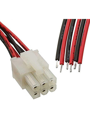 RUICHI MF-2x3F wire 0,3m AWG20, Межплатный кабель питания (вилка) типа Mini-Fit RUICHI 2x3, AWG20, 0,3 м шнуры сетевые