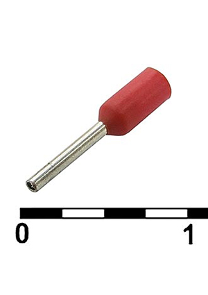 RUICHI DN00206 red (0.75x6mm), Наконечник втулочный изолированный RUICHI DN00206, 0.75x6 мм, 0.25 мм2, крас наконечники втулочные