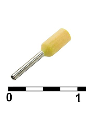 RUICHI DN00206 yellow (0.75x6mm), Наконечник на кабель RUICHI DN00206, желтый, 0.75x6 мм, 0.25 мм2 наконечники втулочные