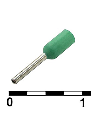 RUICHI DN00206 green (0.75x6mm), Наконечник втулочный изолированный RUICHI DN00206, 0.75x6 мм, 0.25 мм2, зе наконечники втулочные