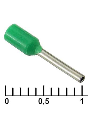 RUICHI DN00308 green (0.8x8mm), Наконечник на кабель RUICHI DN00308, зелёный, 0.8x8 мм, 0.34 мм2 наконечники втулочные