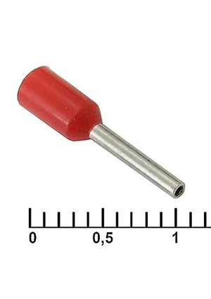 RUICHI DN00508 red (1x8mm), Наконечник втулочный изолированный RUICHI DN00508, 1x8 мм, 0.5 мм2, красный наконечники втулочные