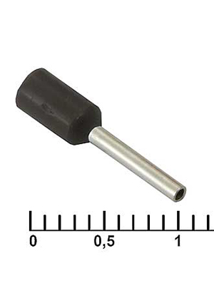 RUICHI DN00508 black (1x8mm), Наконечник на кабель RUICHI DN00508, чёрный, 1x8 мм, 0.5 мм2 наконечники втулочные