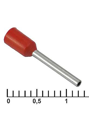 RUICHI DN00510 red (1x10mm), Наконечник на кабель втулочный (трубчатый) изолированный RUICHI DN00510, 20 AW наконечники втулочные