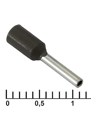 RUICHI DN00708 black (1.2x8mm), Наконечник втулочный изолированный RUICHI DN00708, 1.2x8 мм, 0.75 мм2, черн наконечники втулочные