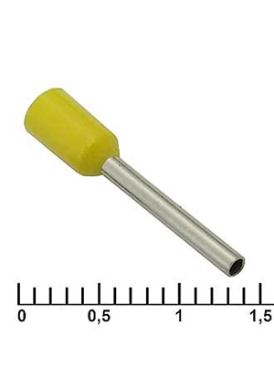 RUICHI DN00712 yellow (1.2x12mm), Наконечник втулочный изолированный RUICHI DN00712, 1.2x12 мм, 0.75 мм2, ж наконечники втулочные