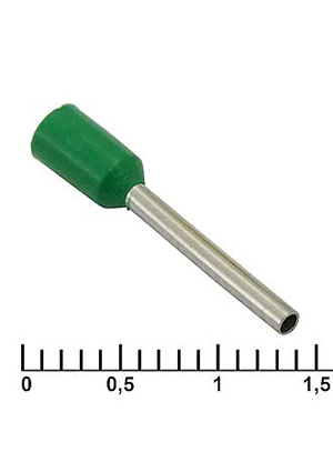 RUICHI DN00712 green (1.2x12mm), Наконечник втулочный изолированный RUICHI DN00712, 1.2x12 мм, 0.75 мм2, зе наконечники втулочные
