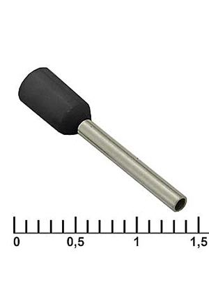 RUICHI DN00712 black (1.2x12mm), Наконечник втулочный изолированный RUICHI DN00712, 1.2x12 мм, 0.75 мм2, че наконечники втулочные