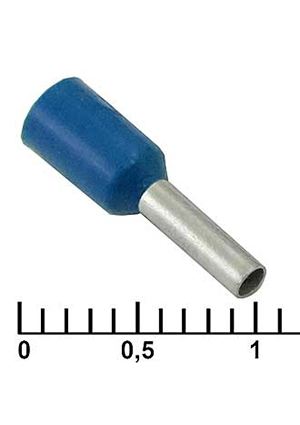 RUICHI DN01006 blue (1.4x6mm), Наконечник на кабель RUICHI DN01006, синий, 1.4x6 мм, 1.0 мм2 наконечники втулочные