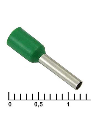 RUICHI DN01008 green (1.4x8mm), Наконечник на кабель втулочный (трубчатый) изолированный RUICHI DN01008, 18 наконечники втулочные