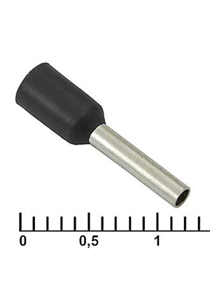 RUICHI DN01008 black (1.4x8mm), Наконечник на кабель втулочный (трубчатый) изолированный RUICHI DN01008, 18 наконечники втулочные