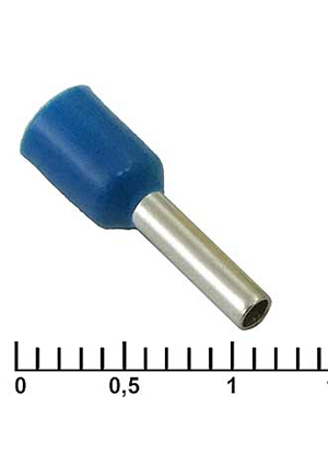 RUICHI DN01508 blue (1.7x8mm), Наконечник на кабель RUICHI DN01508, синий, 1.7x8 мм, 1.5 мм2 наконечники втулочные