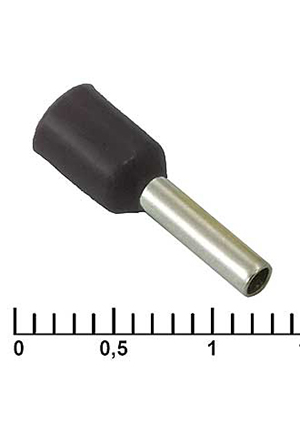 RUICHI DN01508 black (1.7x8mm), Наконечник втулочный изолированный RUICHI DN01508, 1.7x8 мм, 1.5 мм2, черны наконечники втулочные