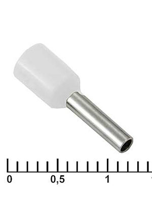 RUICHI DN01508 white (1.7x8mm), Наконечник на кабель RUICHI DN01508, белый, 1.7x8 мм, 1.5 мм2 наконечники втулочные